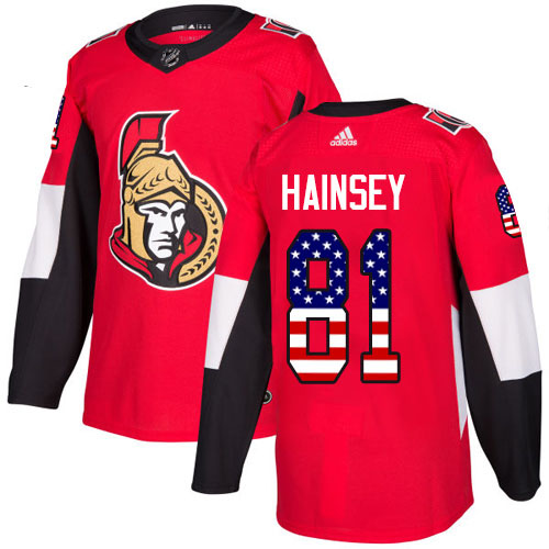 Adidas Ottawa Senators 81 Ron Hainsey Red Home Authentic USA Flag Stitched Youth NHL Jersey